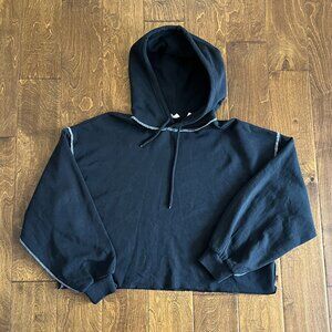 Levi's Black Cropped Hoodie With top Stitching accents Red Tab LG